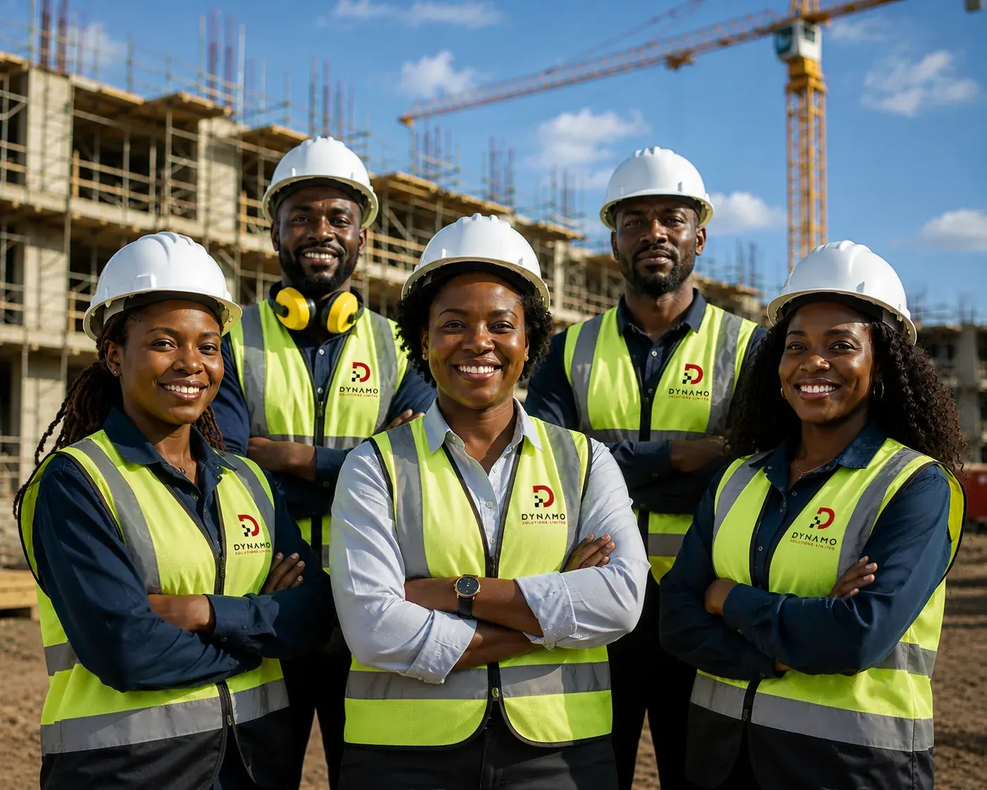 Dynamo Solutions team on site in branded hi-vis gear
